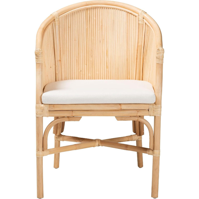 Rattan Barrel Chair with Cushion