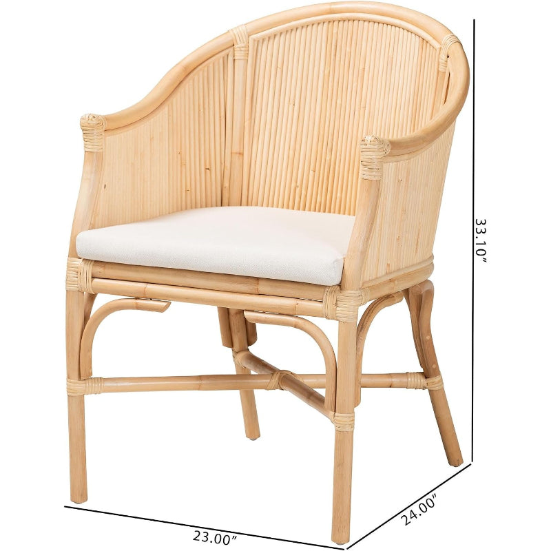 Rattan Barrel Chair with Cushion