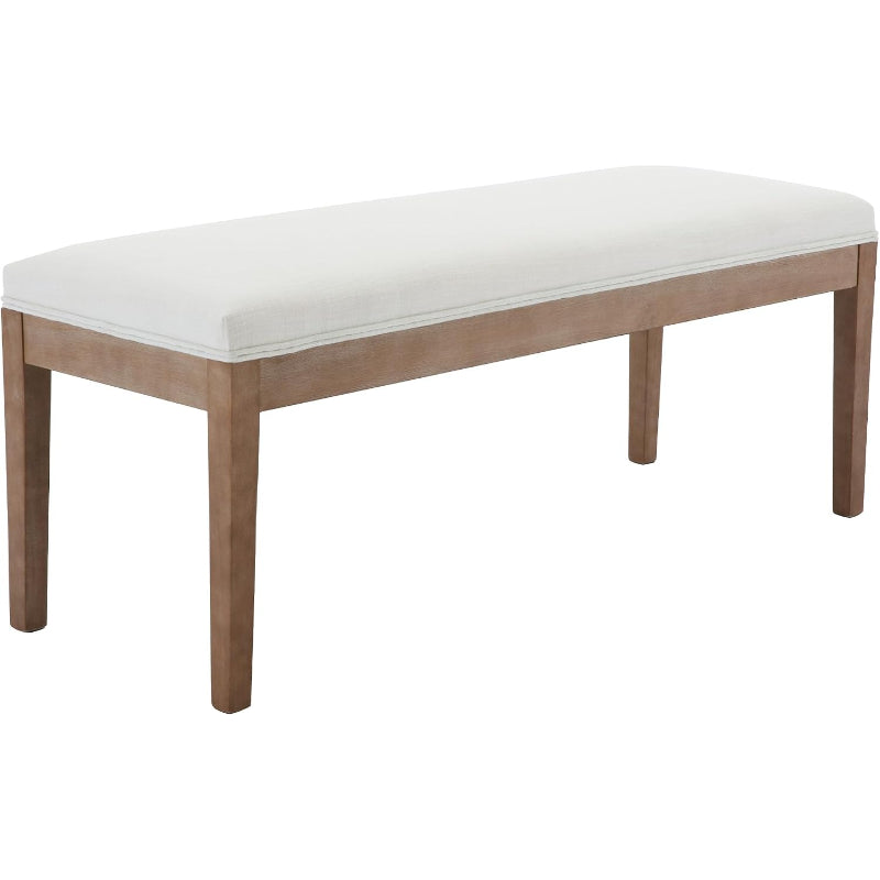 45.5" Beige Linen Dining Bench
