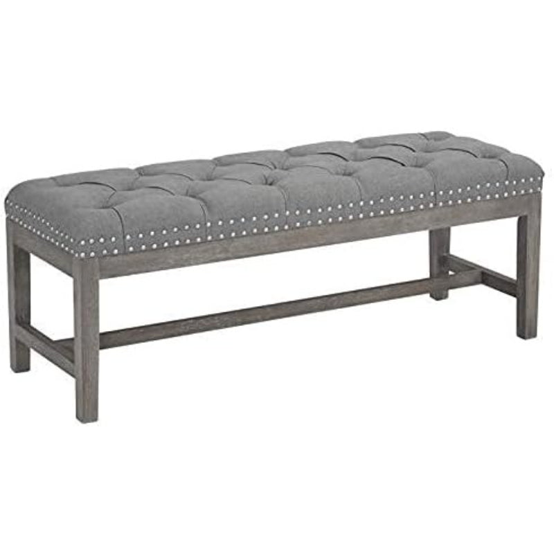 Gray Linen Tufted Bench, 46"
