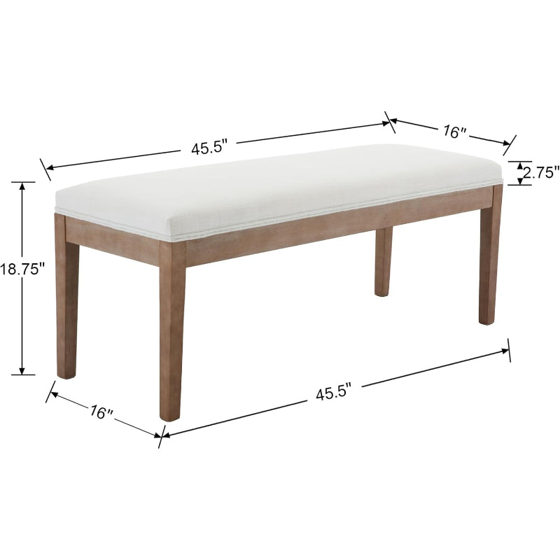 45.5" Beige Linen Dining Bench