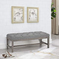 Gray Linen Tufted Bench, 46"