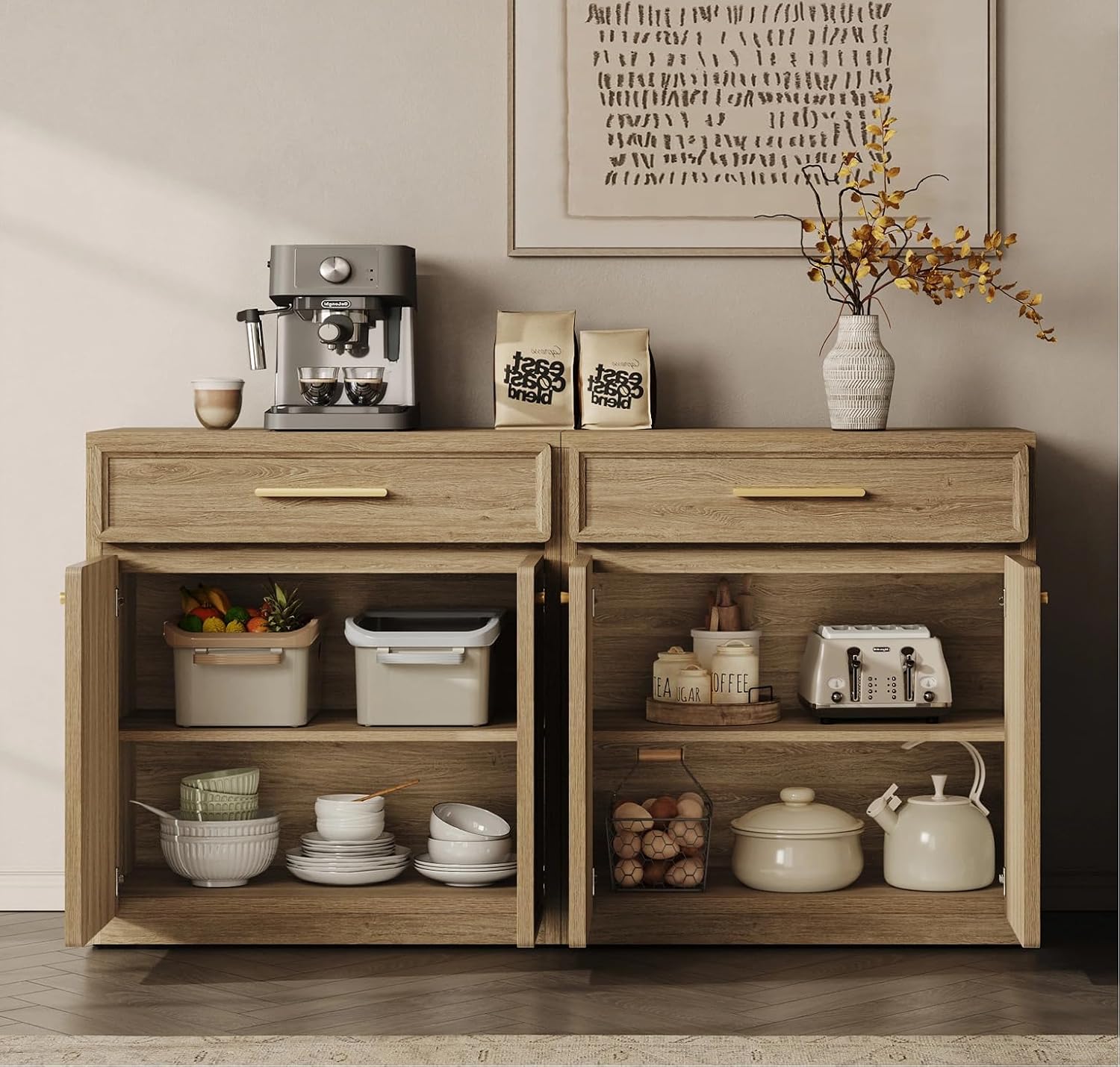 90" Wooden Sideboard Cabinet