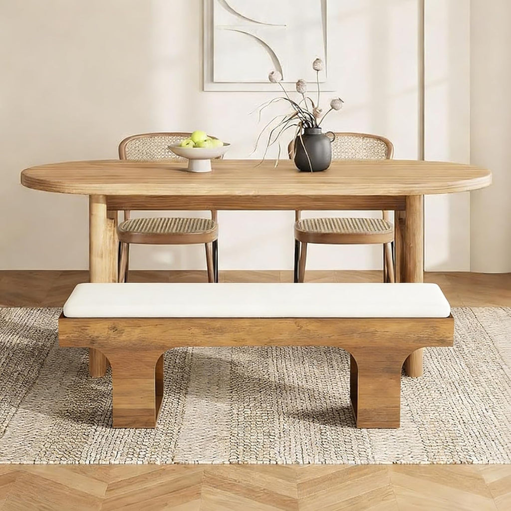 55.2" Linen Dining Bench