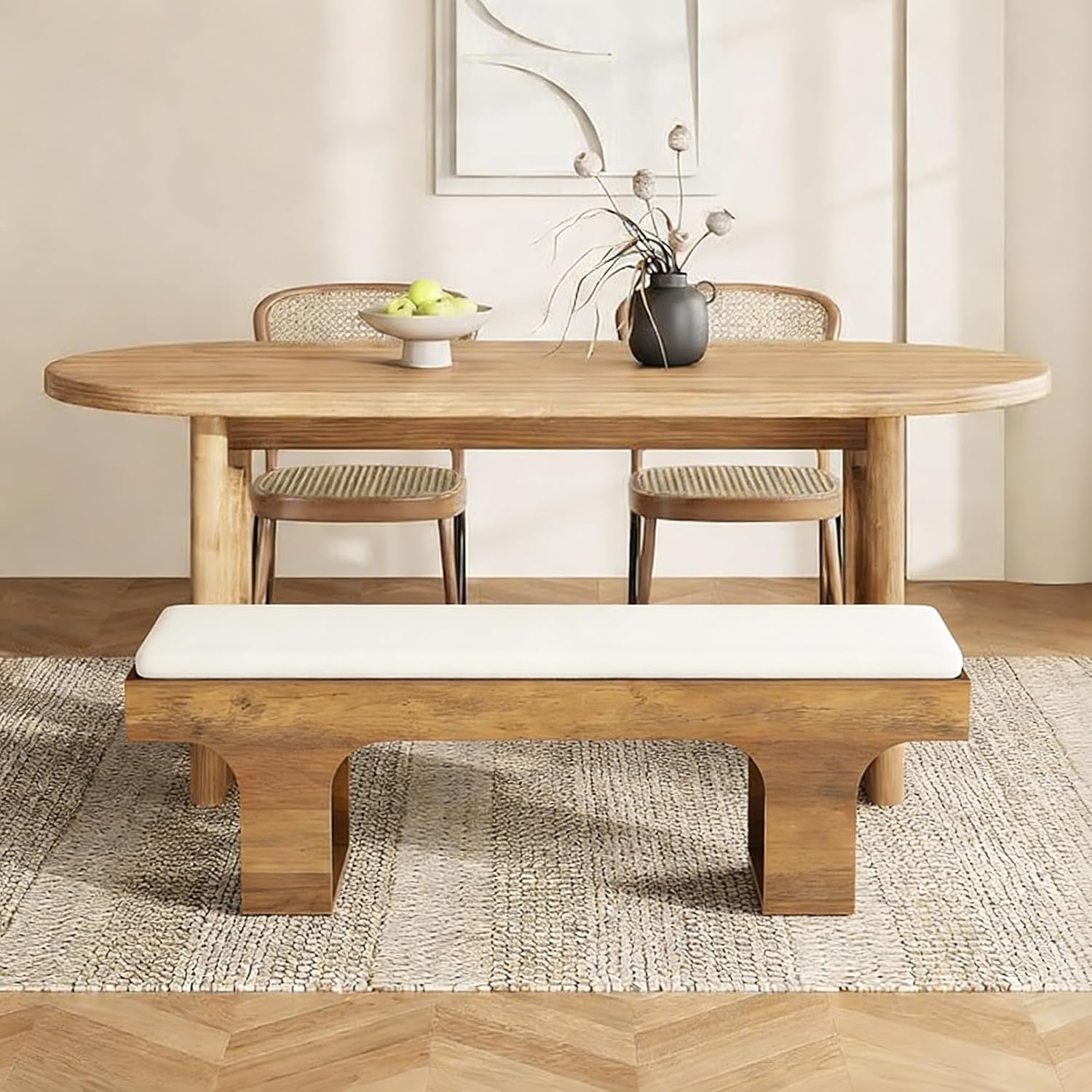 55.2" Linen Dining Bench