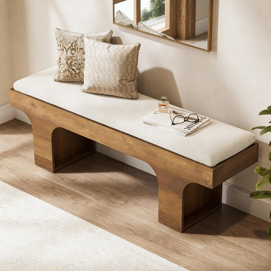 55.2" Linen Dining Bench
