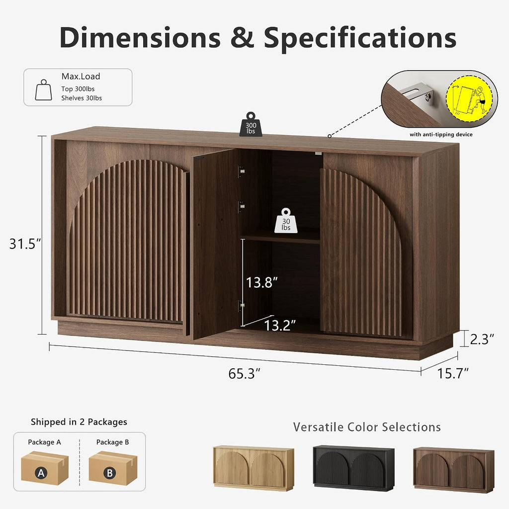 65" Walnut Modular Sideboard