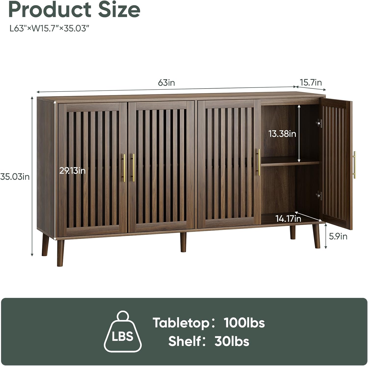Walnut Slatted Sideboard