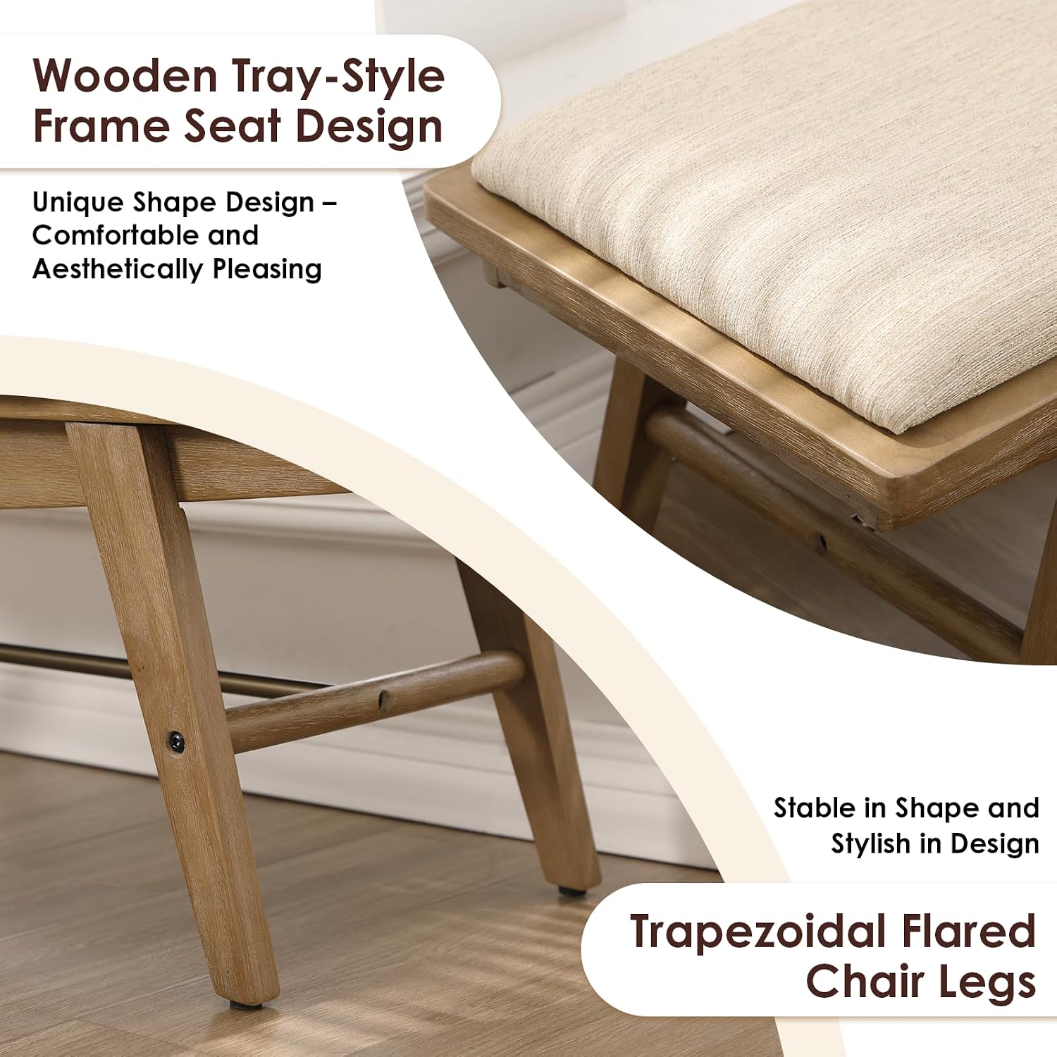 Beige Linen Shoe Bench, 43.5"