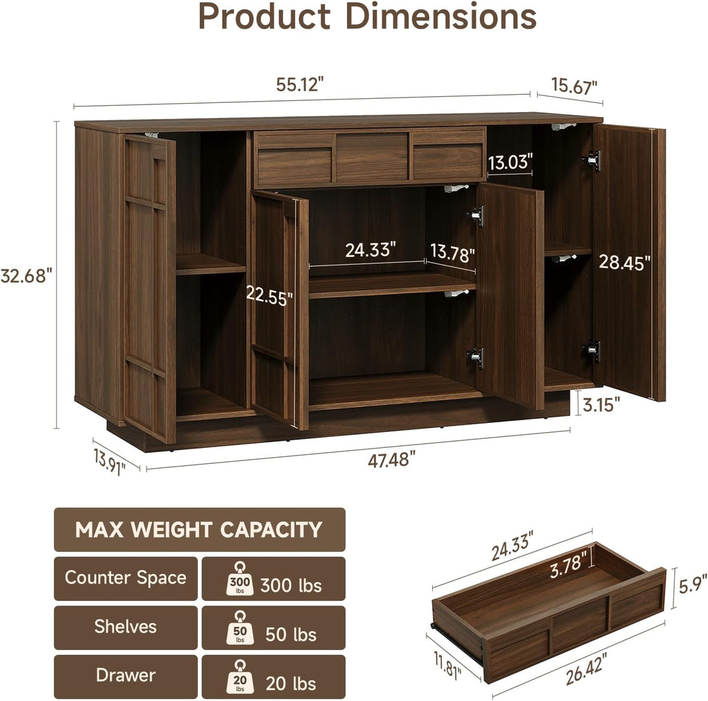 55" Sideboard with Drawer & Lights