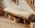 Beige Linen Shoe Bench, 43.5"