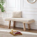 47" Beige Linen Upholstered Bench