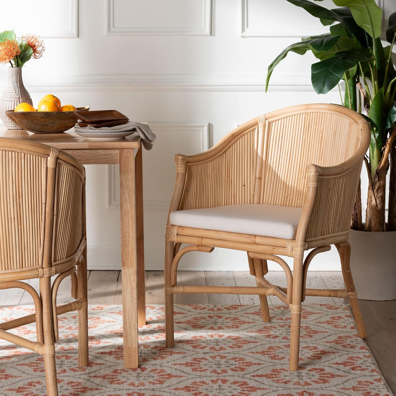 Rattan Barrel Chair with Cushion