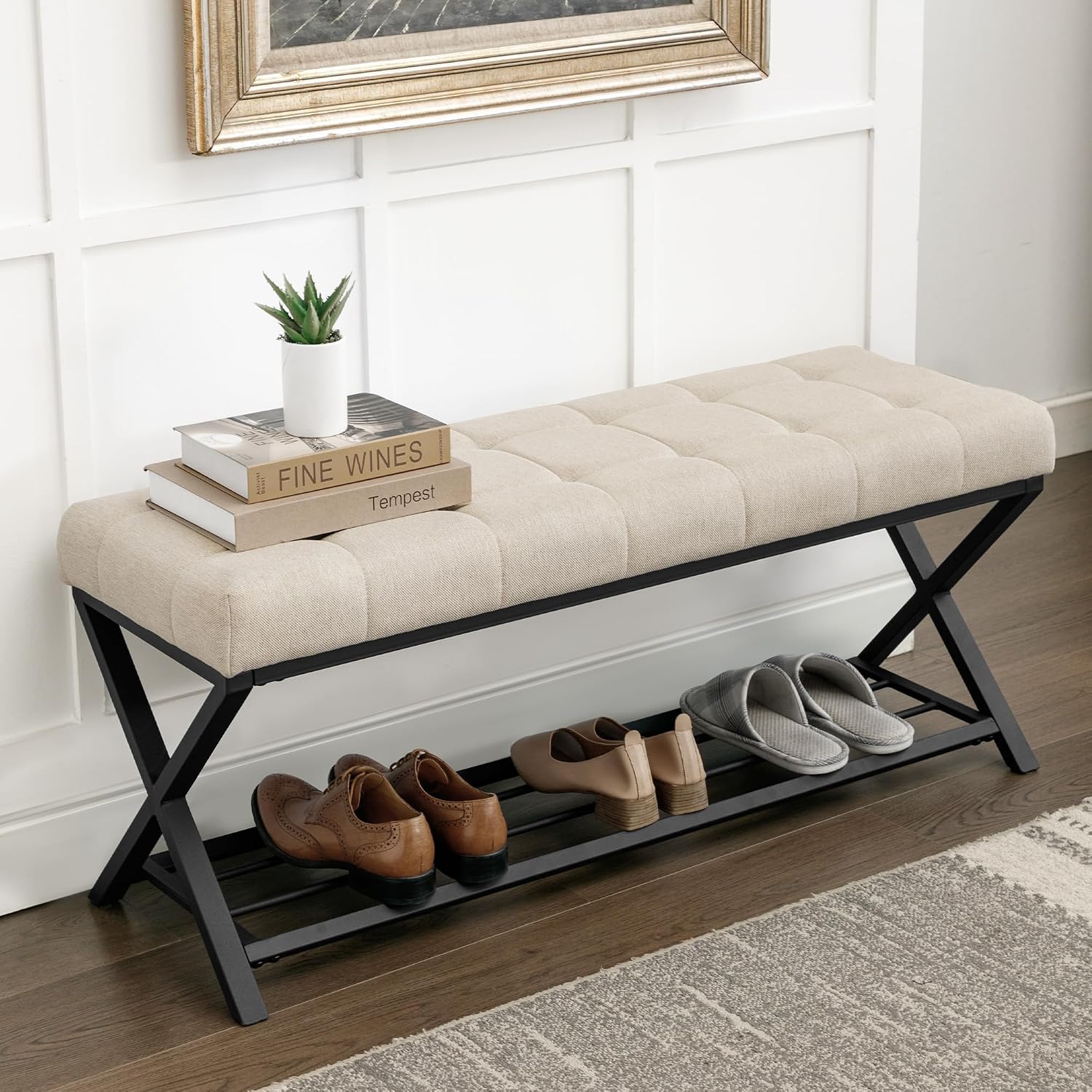 44.5" Linen Storage Bench with Shelf