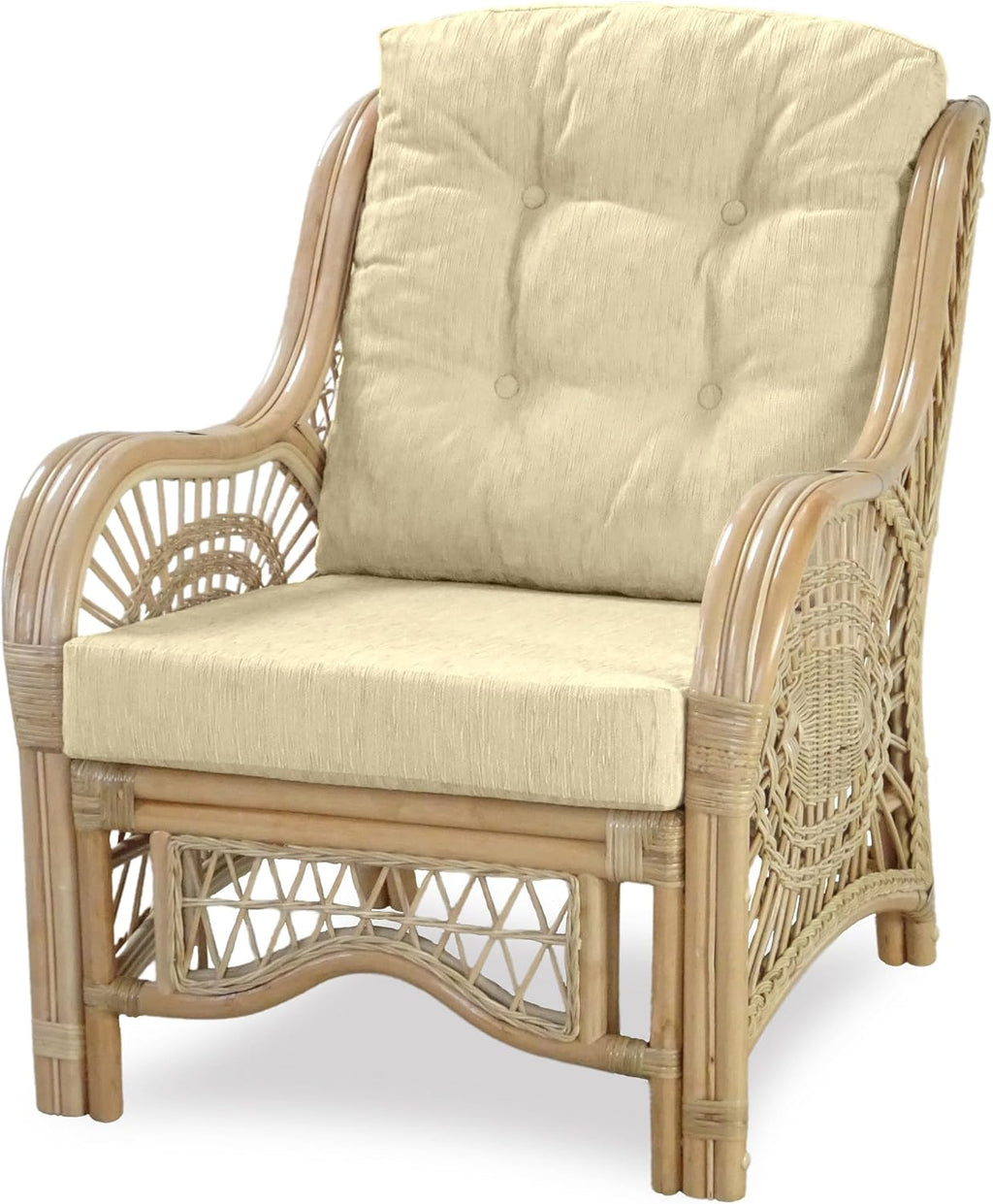 Rattan Accent Chair, Cream Cushion