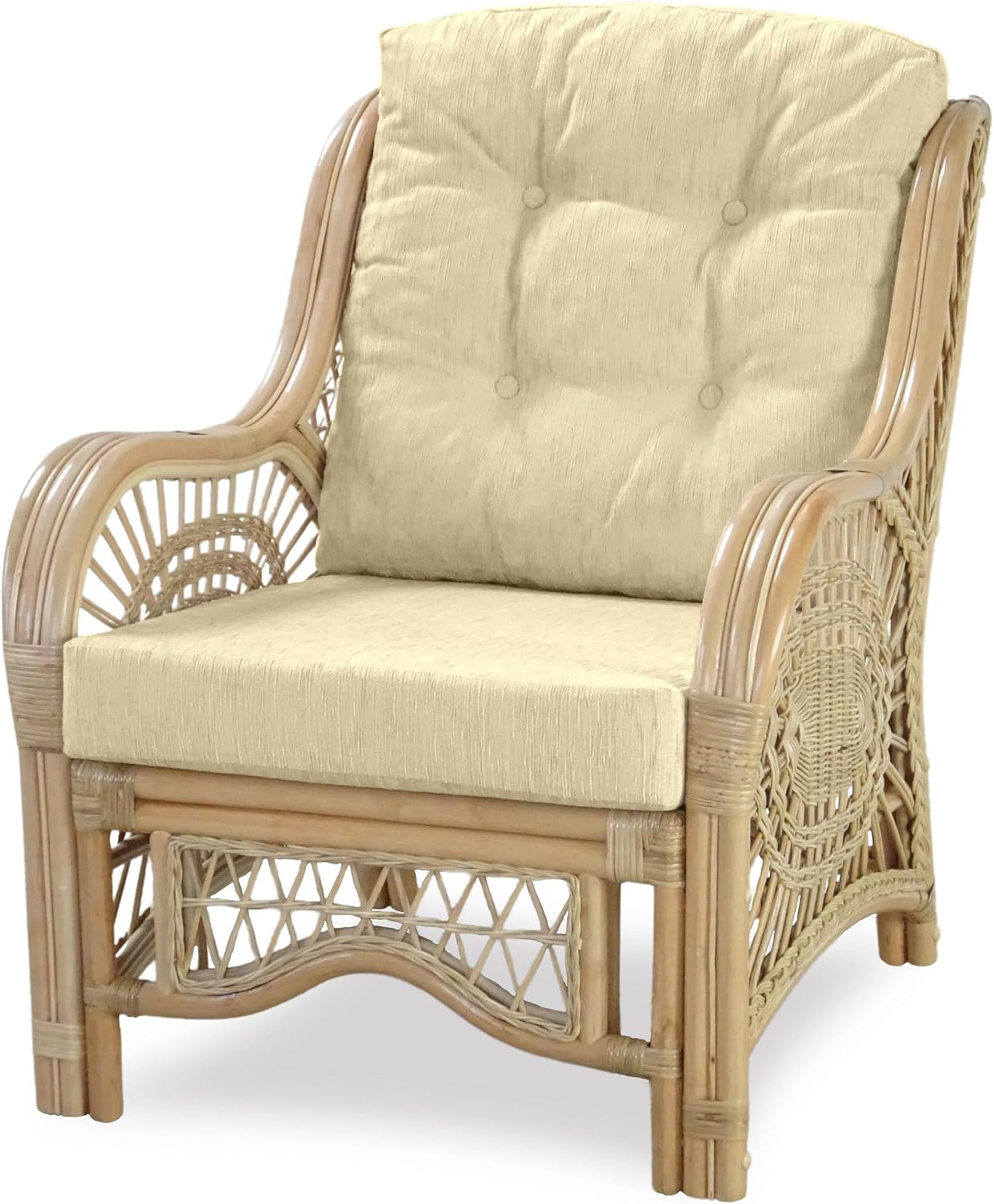 Rattan Accent Chair, Cream Cushion