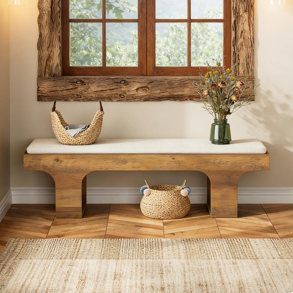 55.2" Linen Dining Bench