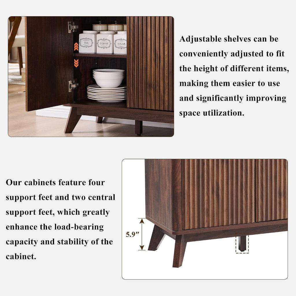 60" Fluted Sideboard, Dark Walnut
