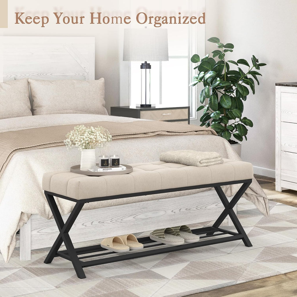44.5" Linen Storage Bench with Shelf