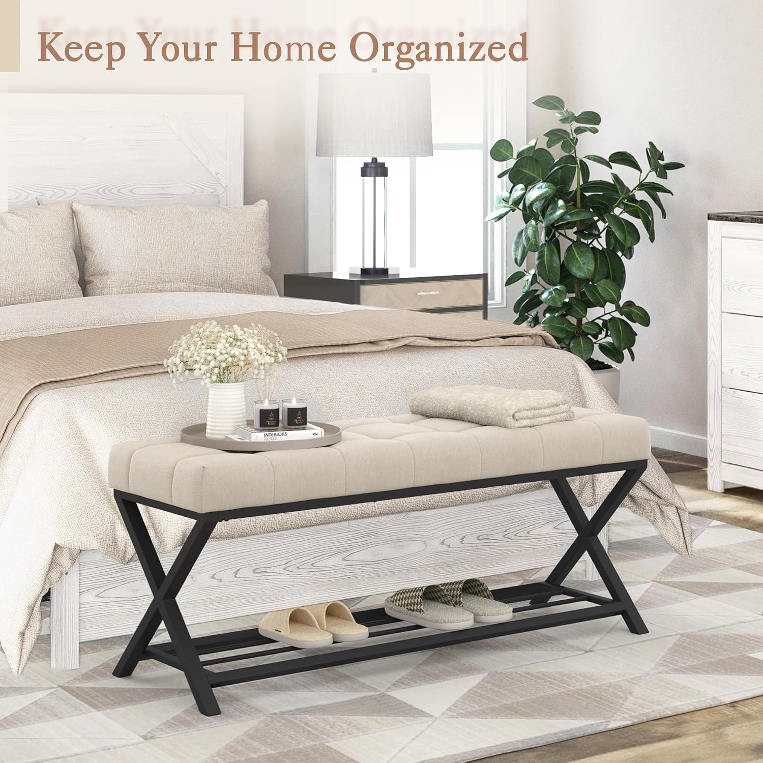 44.5" Linen Storage Bench with Shelf