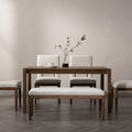 45.5" Beige Linen Dining Bench