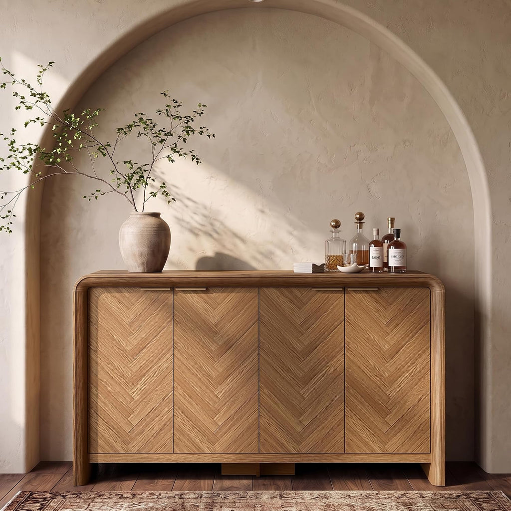 55" Walnut Sideboard Cabinet