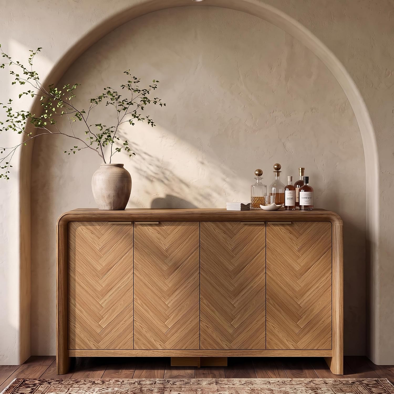 55" Walnut Sideboard Cabinet