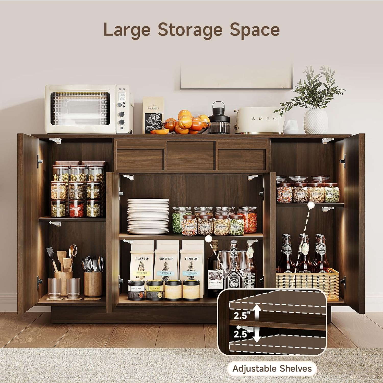 55" Sideboard with Drawer & Lights