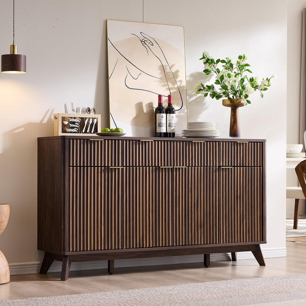 60" Fluted Sideboard, Dark Walnut