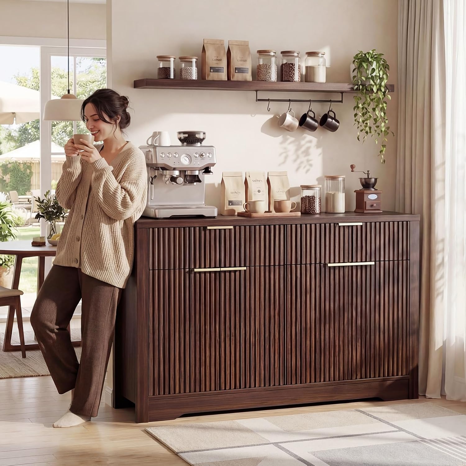 55" Fluted Sideboard, Black Walnut