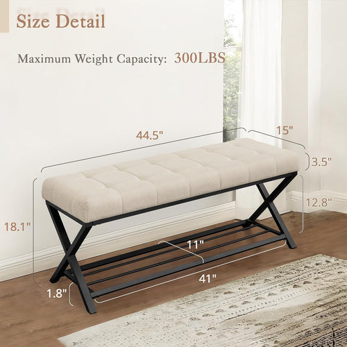 44.5" Linen Storage Bench with Shelf