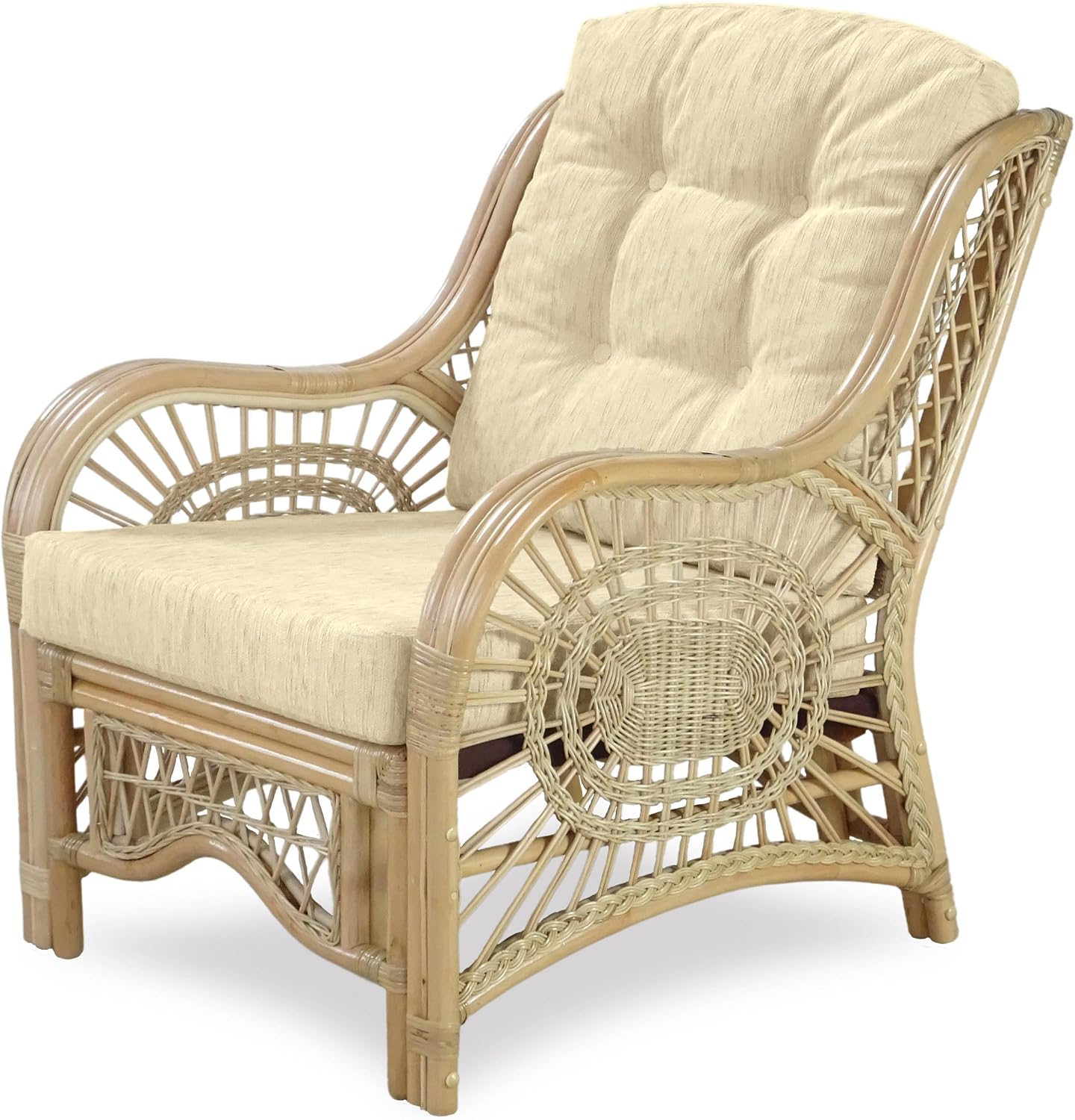 Rattan Accent Chair, Cream Cushion