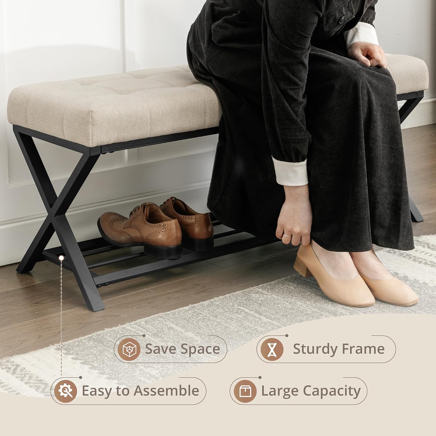 44.5" Linen Storage Bench with Shelf