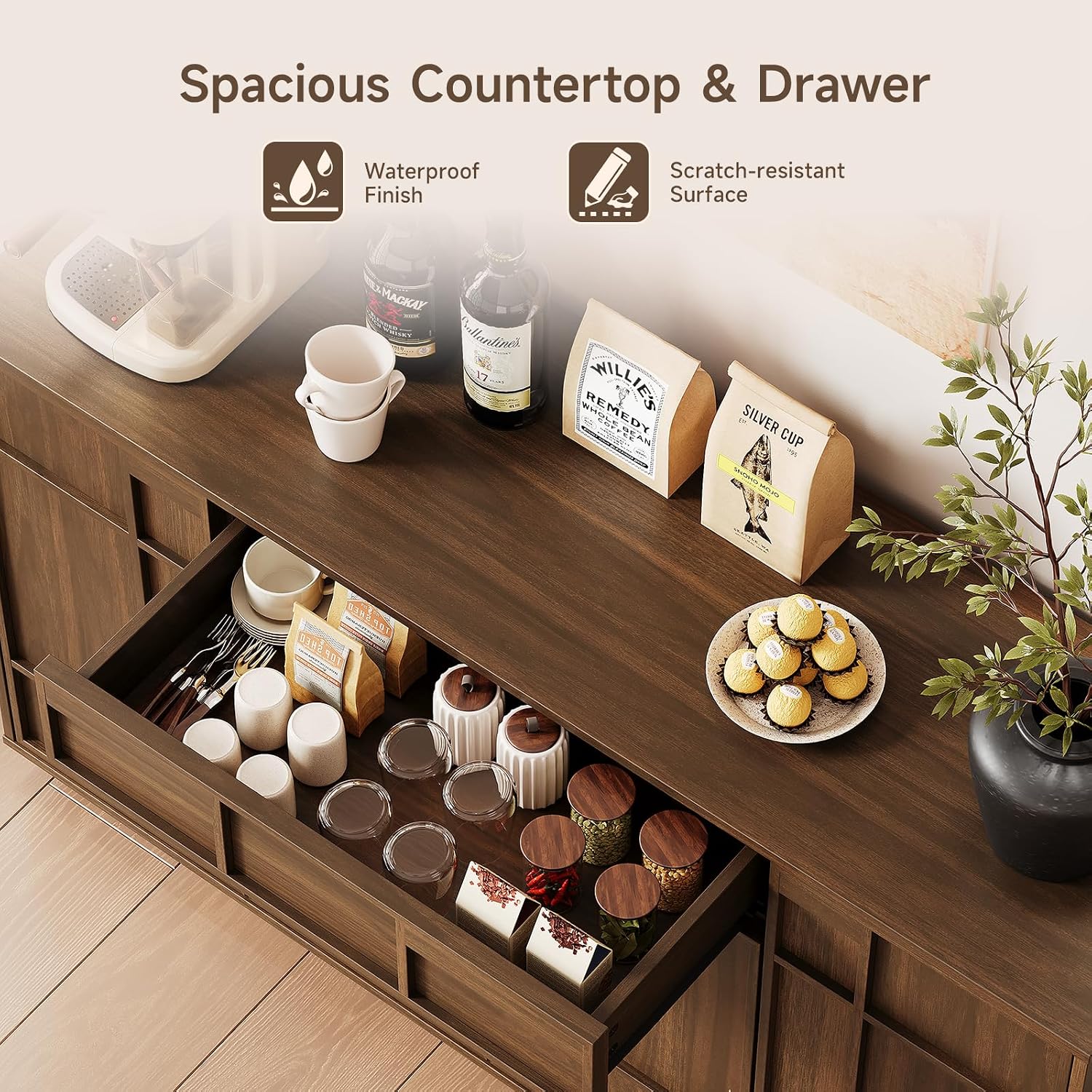 55" Sideboard with Drawer & Lights