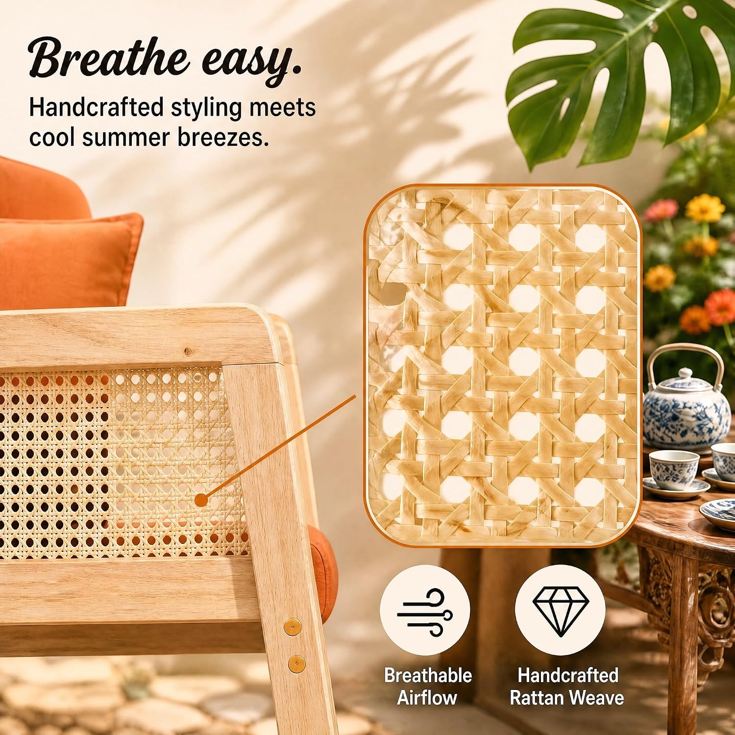 Mid Century Rattan Accent Chair