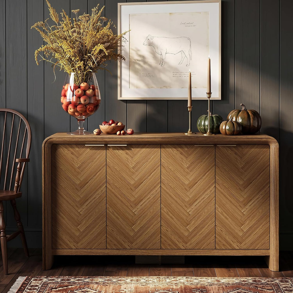 55" Walnut Sideboard Cabinet
