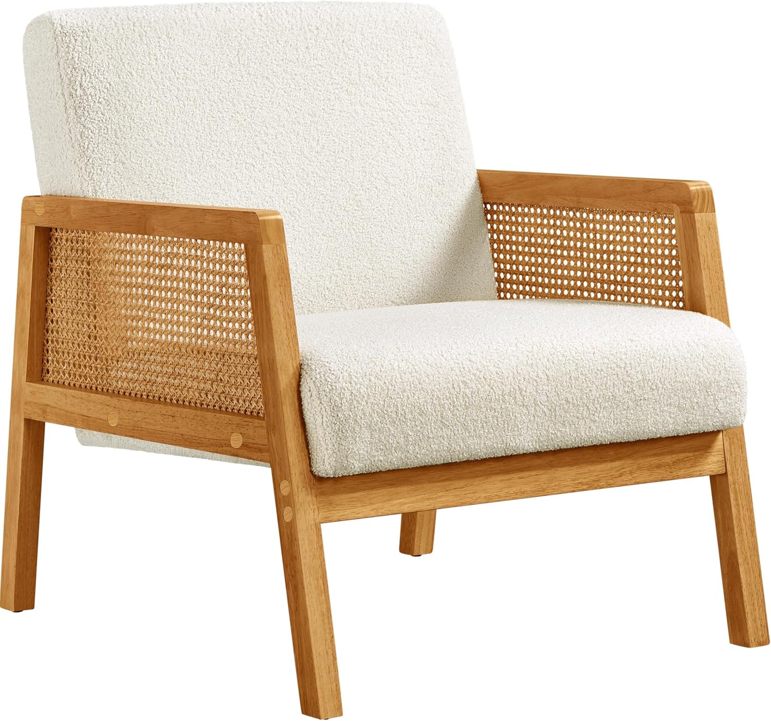 Boho Rattan Accent Chair, Ivory