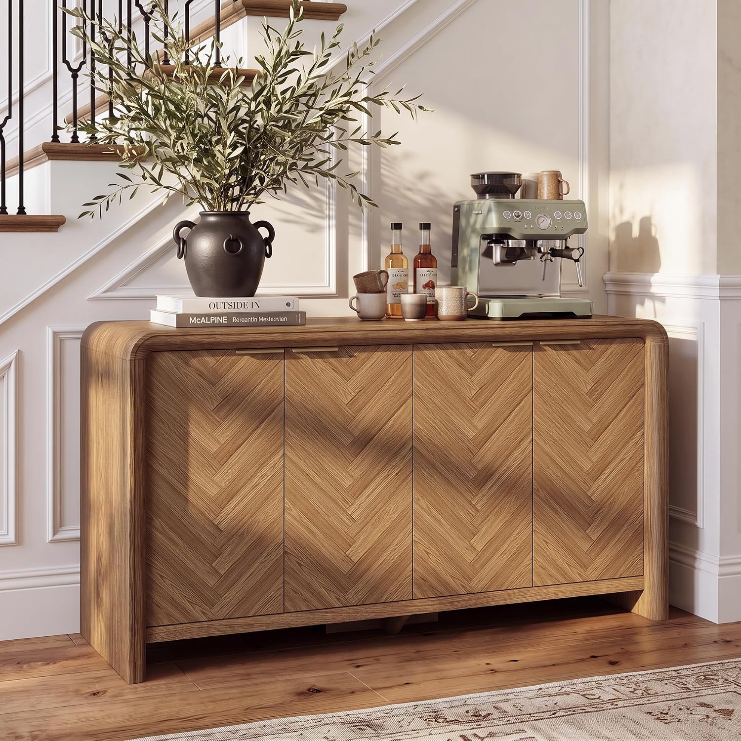 55" Walnut Sideboard Cabinet