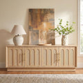 67" Arched Rattan Sideboard, Natural Oak
