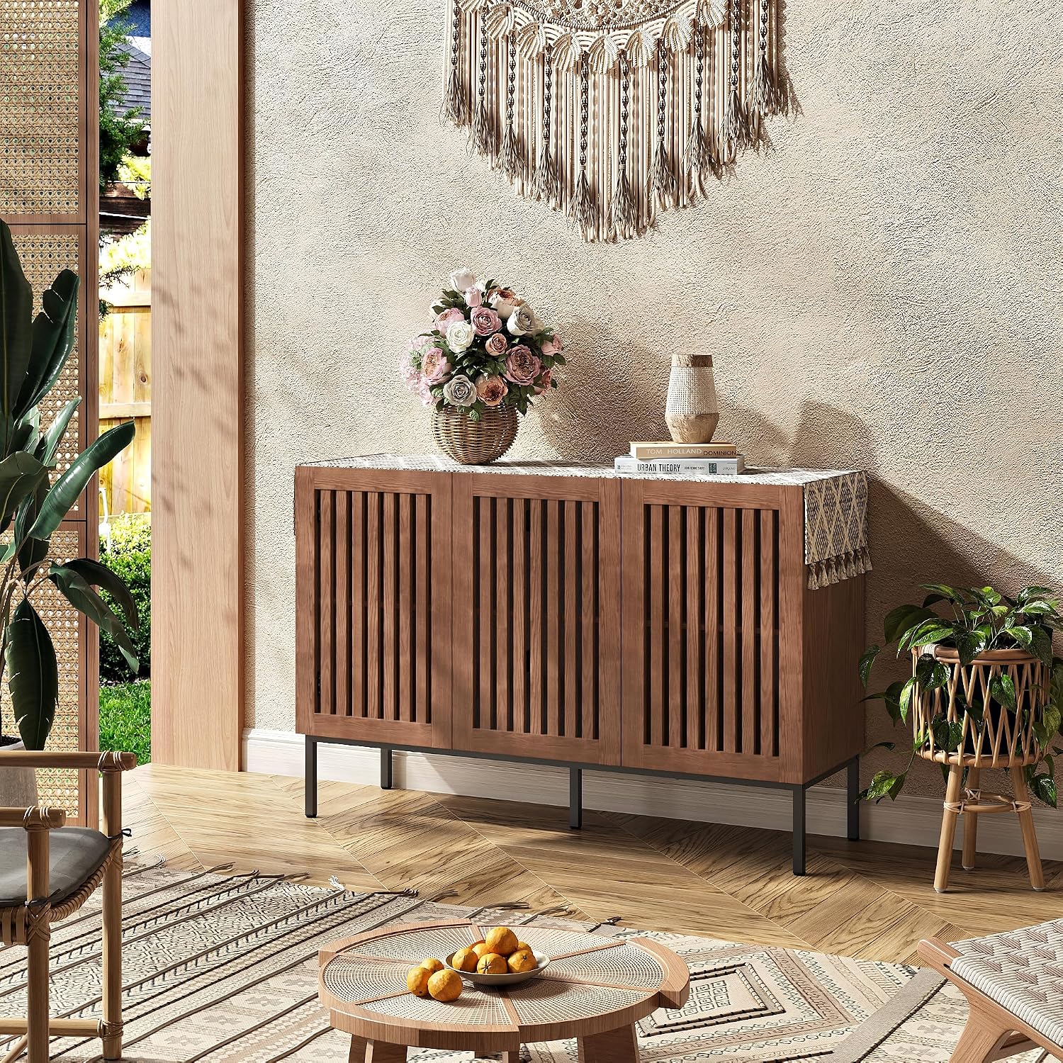 47" Brown Wood Sideboard