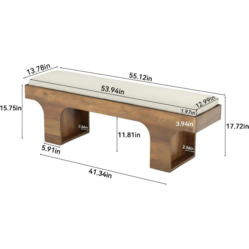 55.2" Linen Dining Bench